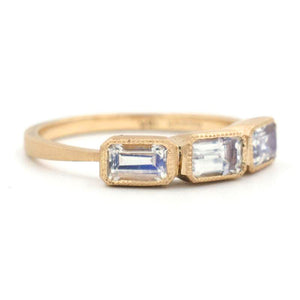 Three's a Charm Emerald Cut Moonstone Ring