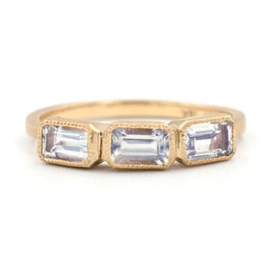 Three's a Charm Emerald Cut Moonstone Ring