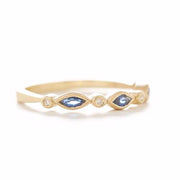 Blockette Marquise Blue Sapphire Diamond Ring