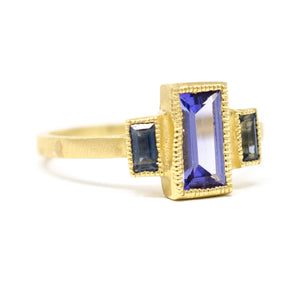 Trinity of Blues Tanzanite Sapphire Ring