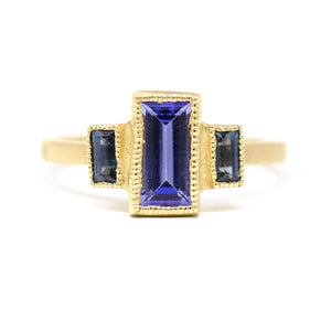 Trinity of Blues Tanzanite Sapphire Ring