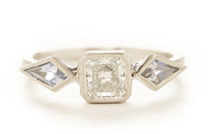 Blockette Diamond Blue Sapphire Ring