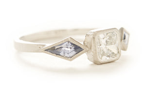 Blockette Diamond Blue Sapphire Ring