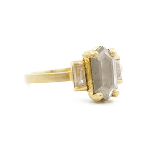 Blockette Three Stone Opaque Diamond Ring