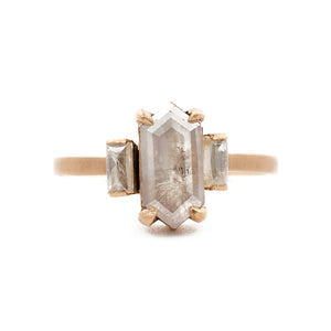 Blockette Three Stone Opaque Diamond Ring