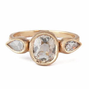 Blockette Champagne White Diamond Ring