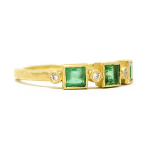 Blockette Three Square Emerald Ring