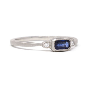 Petite Blue Sapphire Diamond Ring