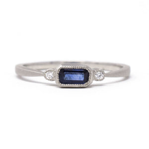 Petite Blue Sapphire Diamond Ring