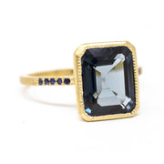 Brahman Blue Topaz Pave Cocktail Ring