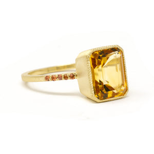 Citrine Pave Cocktail Ring