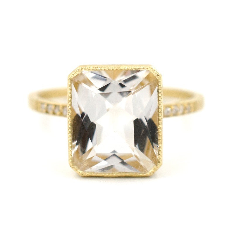 Ethereal White Topaz Pave Cocktail Ring