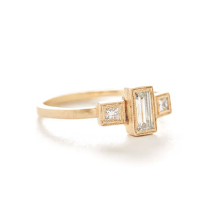 Blockette Medium Baguette Three Stone Ring