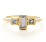Blockette Baguette Tanzanite Blue Sapphire Ring