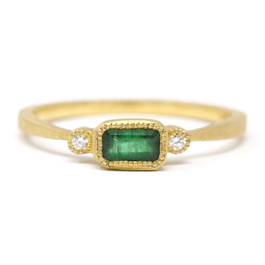 Petite Emerald Diamond Ring