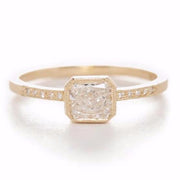 Blockette Cushion White Diamond Ring