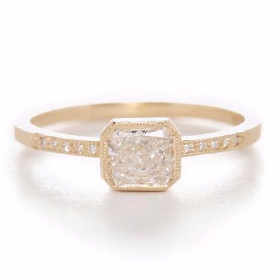 Blockette Cushion White Diamond Ring