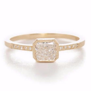 Blockette Cushion White Diamond Ring