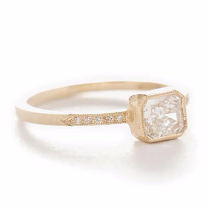 Blockette Cushion White Diamond Ring