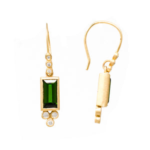 Holy Trinity Green Tourmaline Diamond Earrings