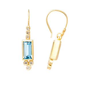 Holy Trinity Blue Topaz Diamond Earrings