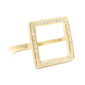 Blockette Square Open Halo Ring