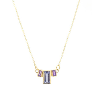 Blockette Baguette Amethyst Iolite Necklace