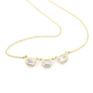 Trinity Emerald Cut Moonstone Necklace