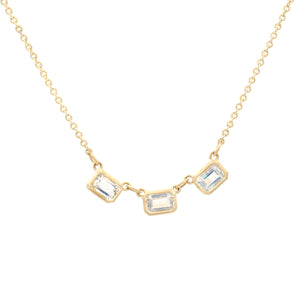 Trinity Emerald Cut Moonstone Necklace