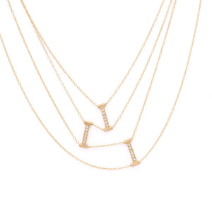 Blockette Line Diamond Draping Necklace