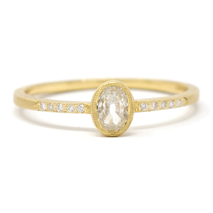 Blockette Dainty Oval Diamond Pave Ring