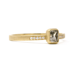 Duality Emerald Cut Grey Diamond Pave Ring