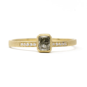 Duality Emerald Cut Grey Diamond Pave Ring