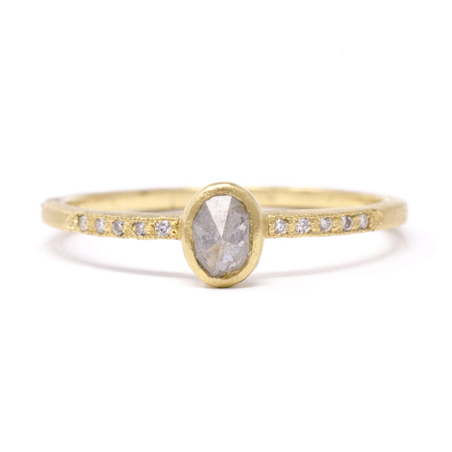 On Point Oval Opaque Diamond Pave Ring