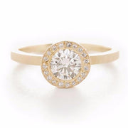 Blockette Round Diamond Halo Ring