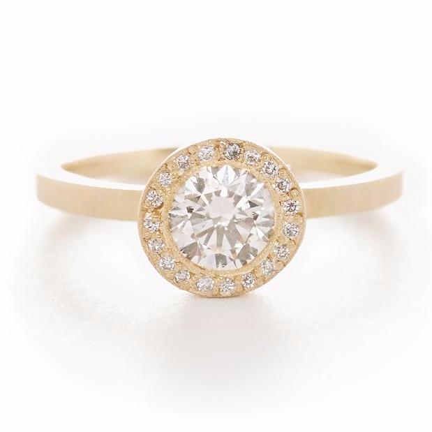 Blockette Round Diamond Halo Ring
