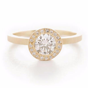 Blockette Round Diamond Halo Ring