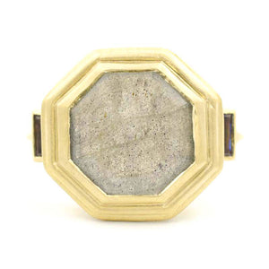 Clover Labradorite Iolite Ring