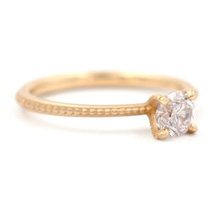 Clover Beaded Solitaire Ring