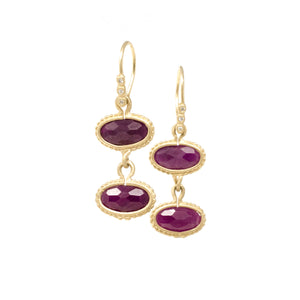 Two Kisses Ruby Earrings