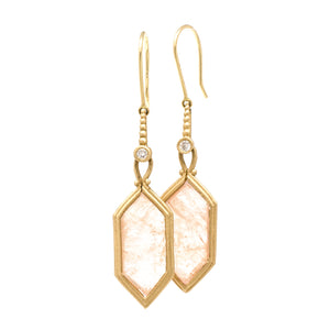 Clover Morganite Hexagon Drop Earrings