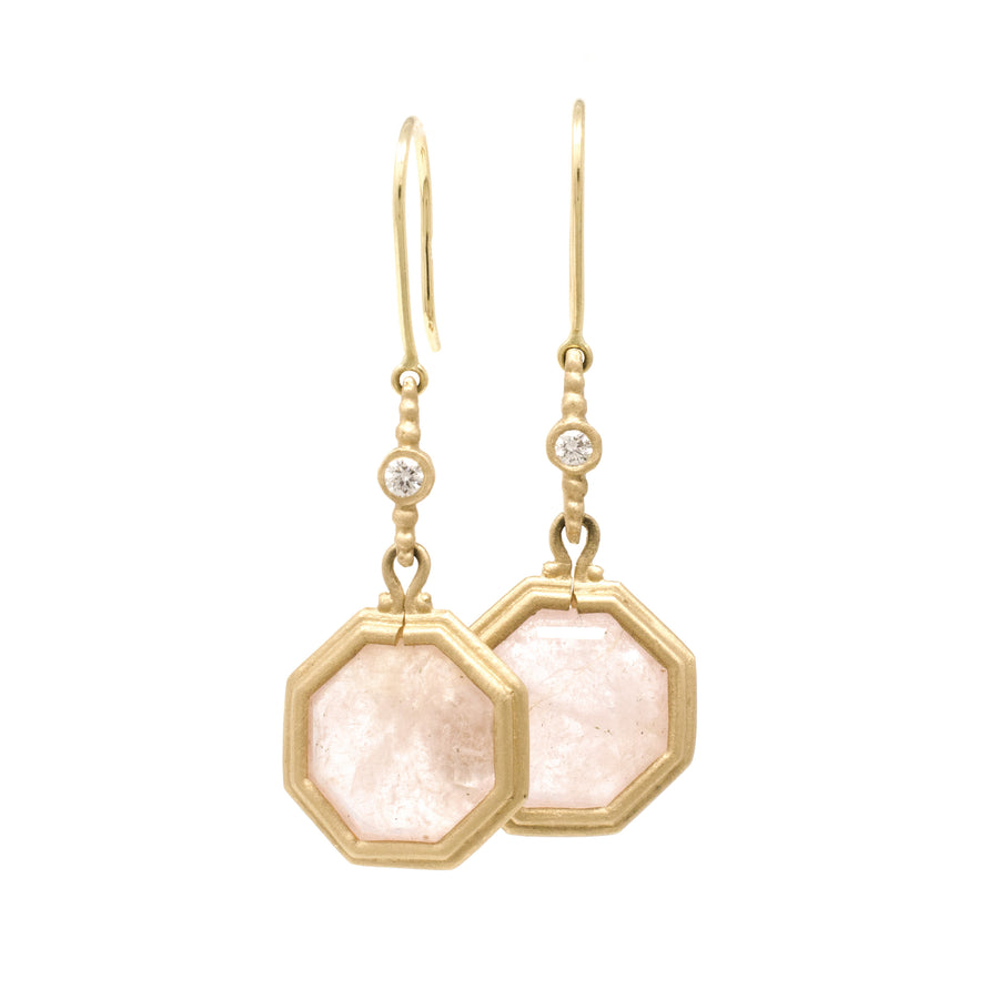 Clover Octagon Morganite Earrings