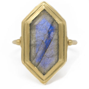 Clover Hexagon Labradorite Ring