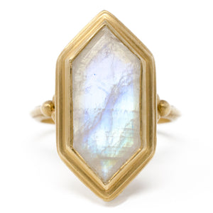 Clover Hexagon Moonstone Ring