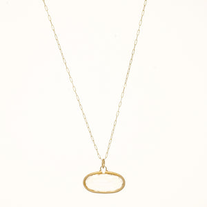 Clover Oblong Quartz Pendant Long Necklace