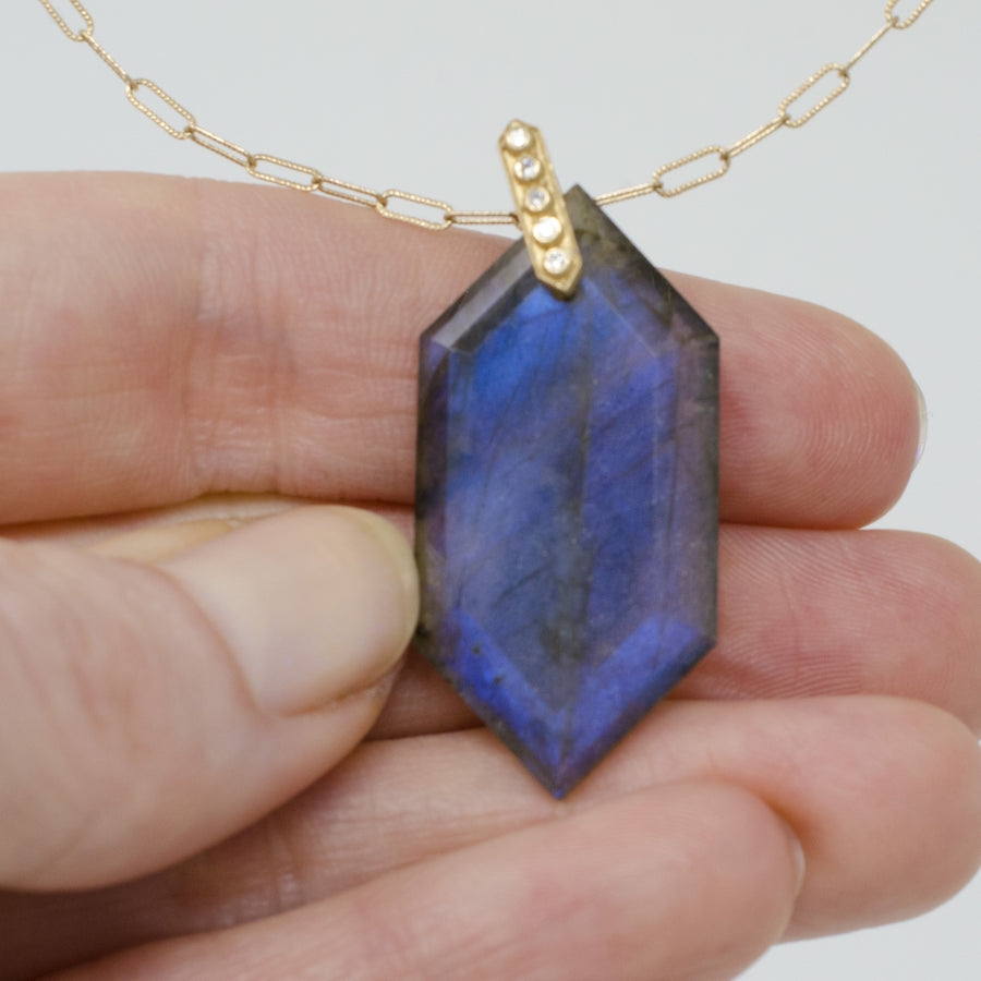 Clover Hexagon Cut Labradorite Necklace