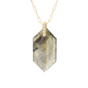 Clover Hexagon Cut Labradorite Charm