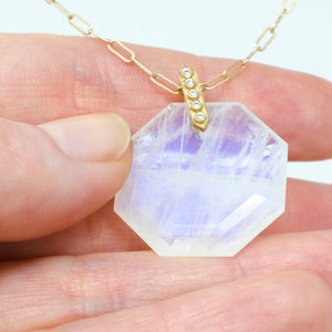 Clover Octagon Cut Moonstone Necklace