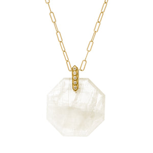 Clover Octagon Cut Moonstone Necklace