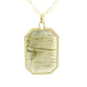 Clover Emerald Cut Labradorite Necklace